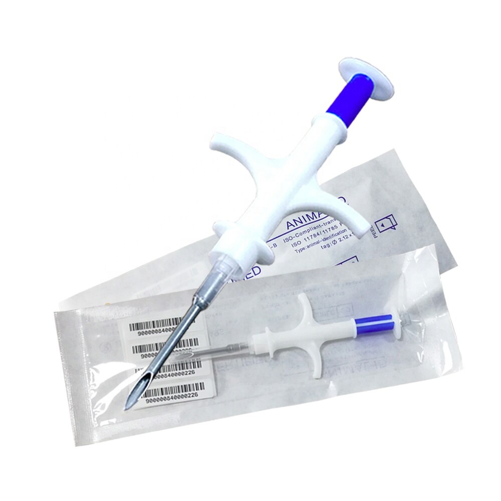5pcs Disposable Pet Syringe with Embedded Microchip 2.12*12mm Dog Chip Animal Id Glass Tags Pet Transponder