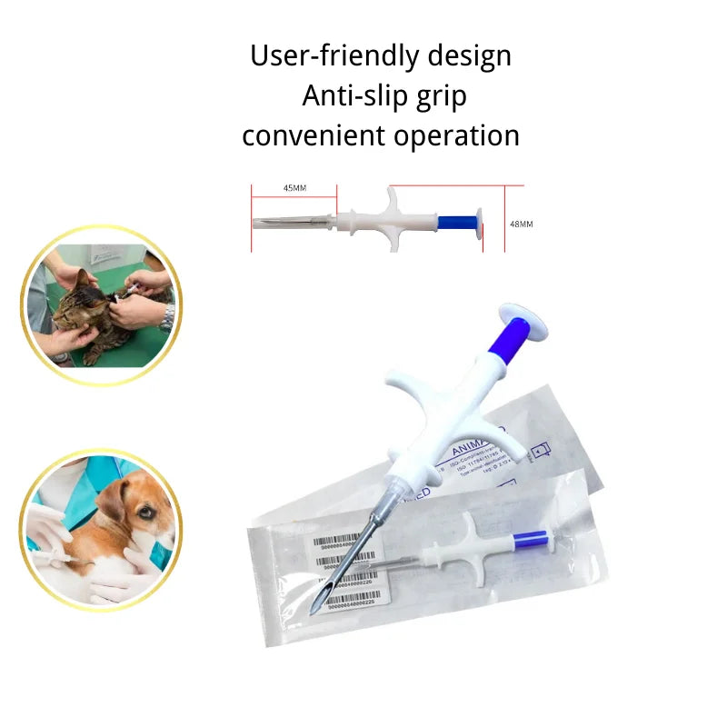 ISO-Compliant RFID Pet Microchip 5-Pack - 2.12x12/1.4x8/1.25x7mm Bioglass Implants w/ Preloaded Syringes for Dogs/Cats