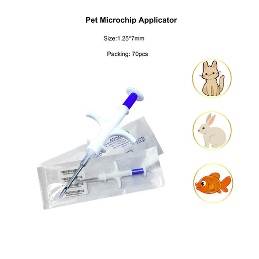 Pet Injection RFID Smart Card with 70pcs Glass Transponder Microchip Animal ID Tag 1.25*7mm