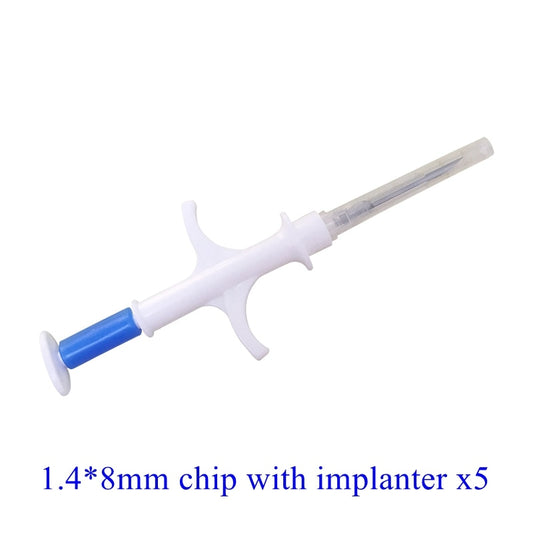 Animal Id Tags Veterinary Transponder Syringe Dog Chip 1.4*8mm Pet Microchip with Needle Unit X5