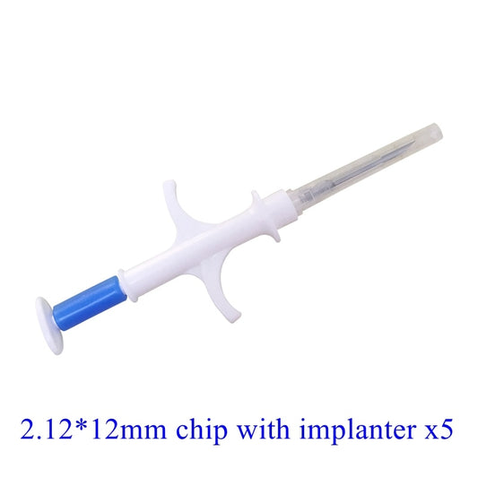 5pcs Disposable Pet Syringe with Embedded Microchip 2.12*12mm Dog Chip Animal Id Glass Tags Pet Transponder