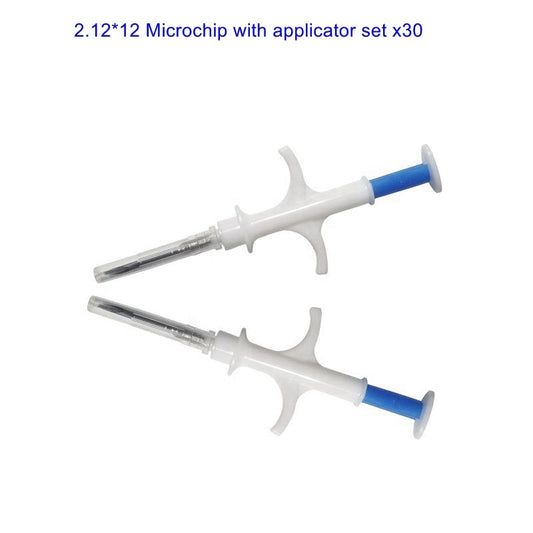 Animal Microchip 2.12*12mm RFID Glass Tags Pet Id Transponder Injection Syringe with Needle Set X30 Farm Management