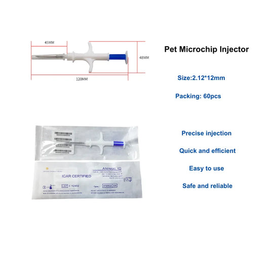 Secure Your Livestock Pack of 60 Animal Id Tags with Applicator and 2.12*12mm Pet Microchip