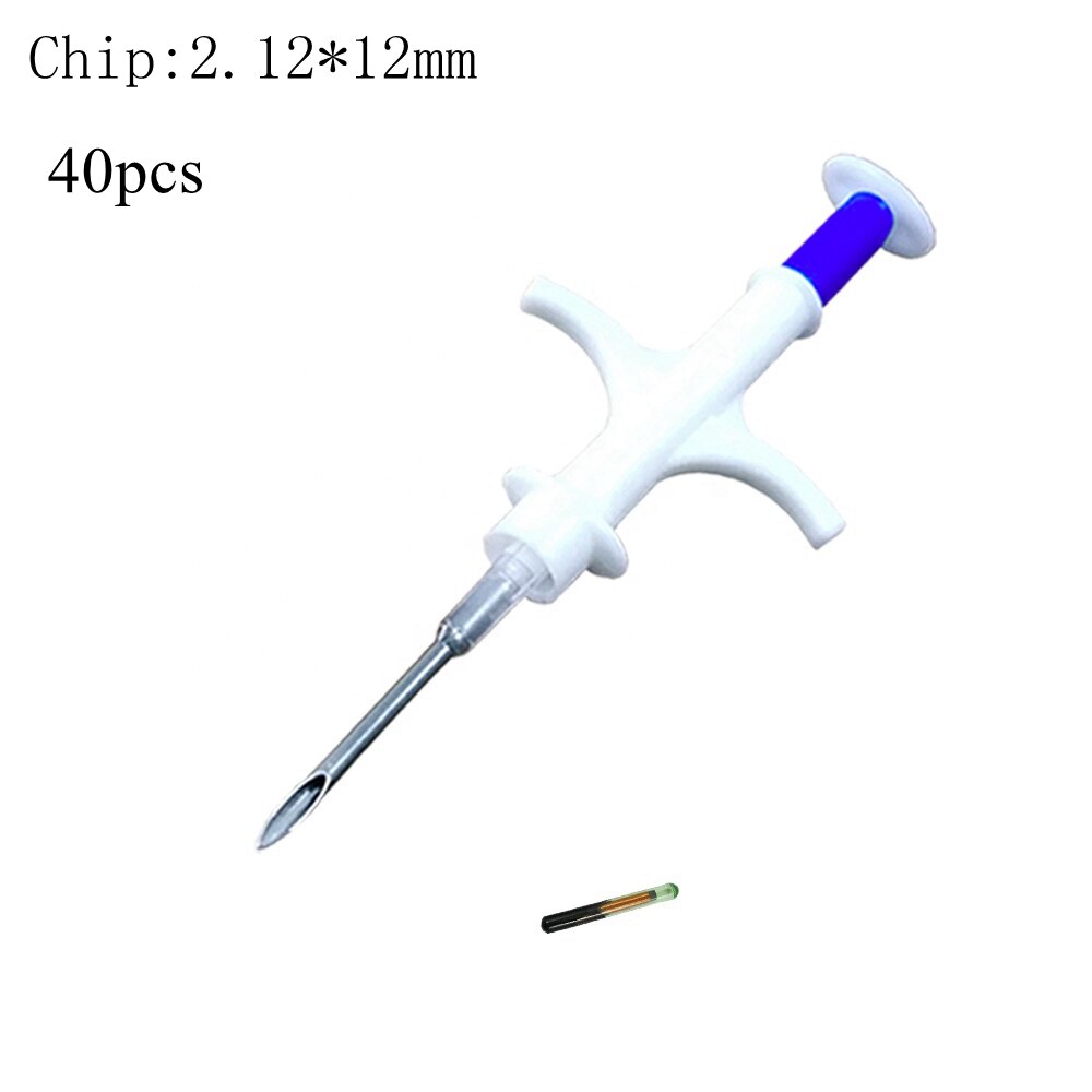 Glass Rfid Tag Microchip 2*12mm Syringe and Needle Kit X40 for Pets Dog Identification Cattle Horse Animal Breed Tracking