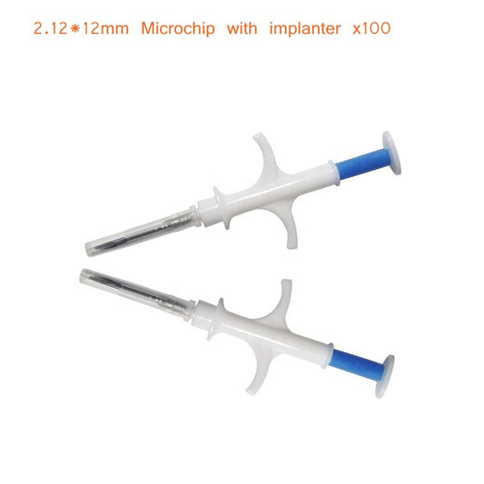 134.2Khz chip implants in pets for identification Glass Transponder 2*12mm Animal Id dogs microchip with syringe needle Set X100